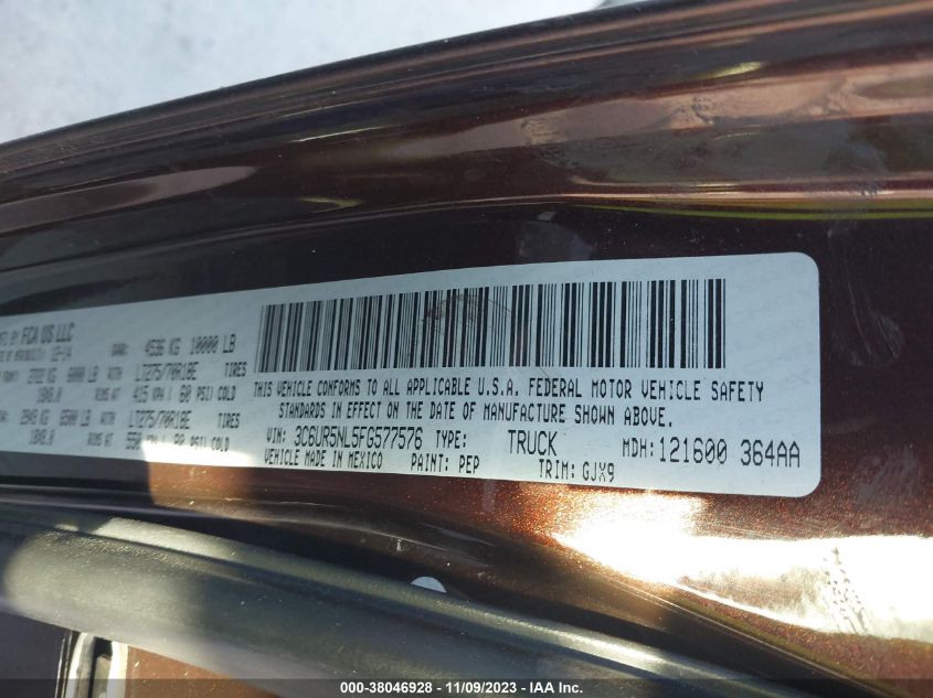 2015 RAM 2500 LARAMIE - 3C6UR5NL5FG577576