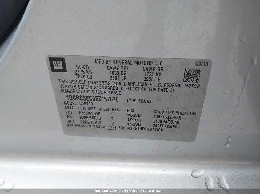 2014 CHEVROLET SILVERADO 1500 1LZ - 1GCRCSEC3EZ157070