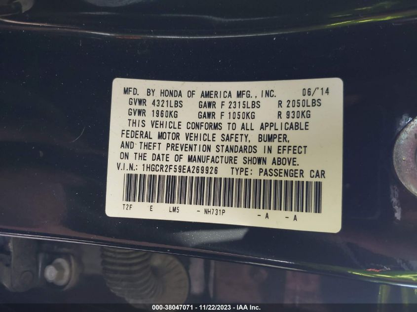 2014 HONDA ACCORD SPORT - 1HGCR2F59EA269926