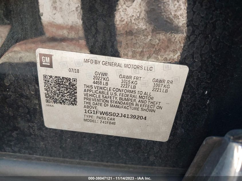 2018 CHEVROLET BOLT EV LT - 1G1FW6S02J4139204