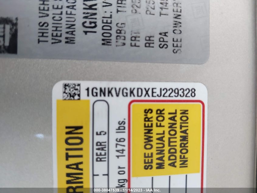 2014 CHEVROLET TRAVERSE 1LT - 1GNKVGKDXEJ229328
