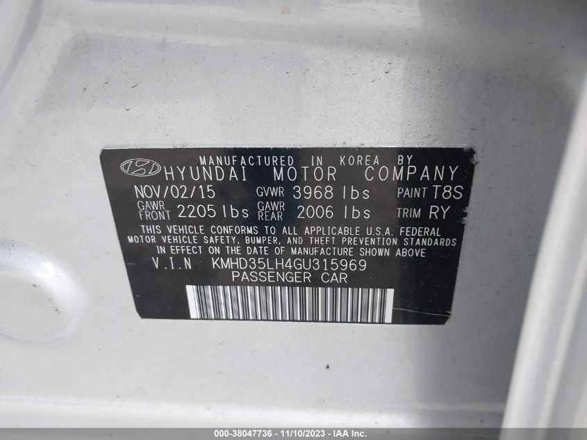 2016 HYUNDAI ELANTRA GT - KMHD35LH4GU315969
