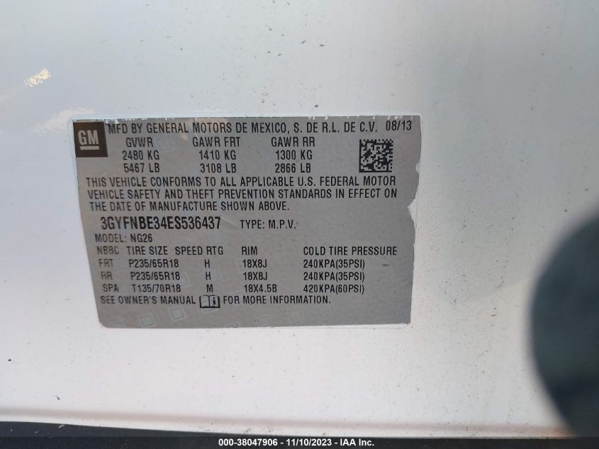 2014 CADILLAC SRX LUXURY COLLECTION - 3GYFNBE34ES536437