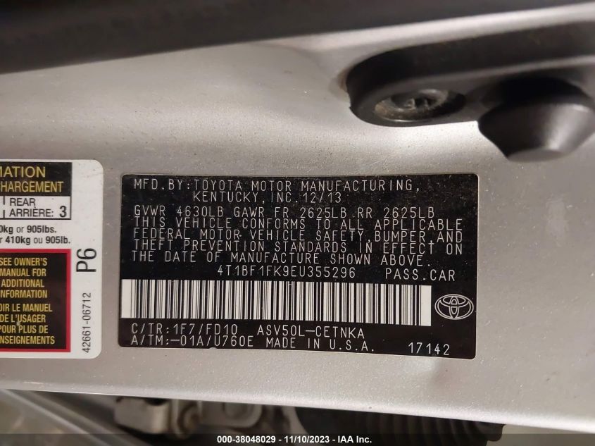 2014 TOYOTA CAMRY LE - 4T1BF1FK9EU355296