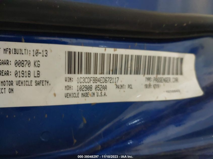 2014 DODGE DART SXT - 1C3CDFBB4ED672117