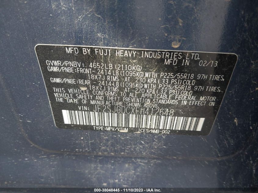 2014 SUBARU FORESTER 2.0XT PREMIUM - JF2SJGDCXEH412648