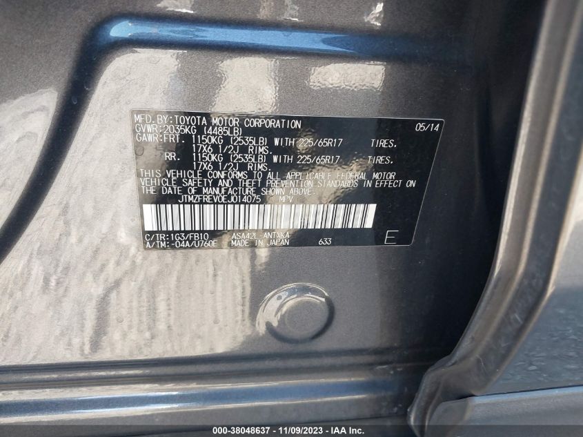 2014 TOYOTA RAV4 LE - JTMZFREV0EJ014075