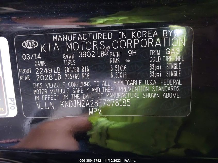 2014 KIA SOUL - KNDJN2A28E7078185