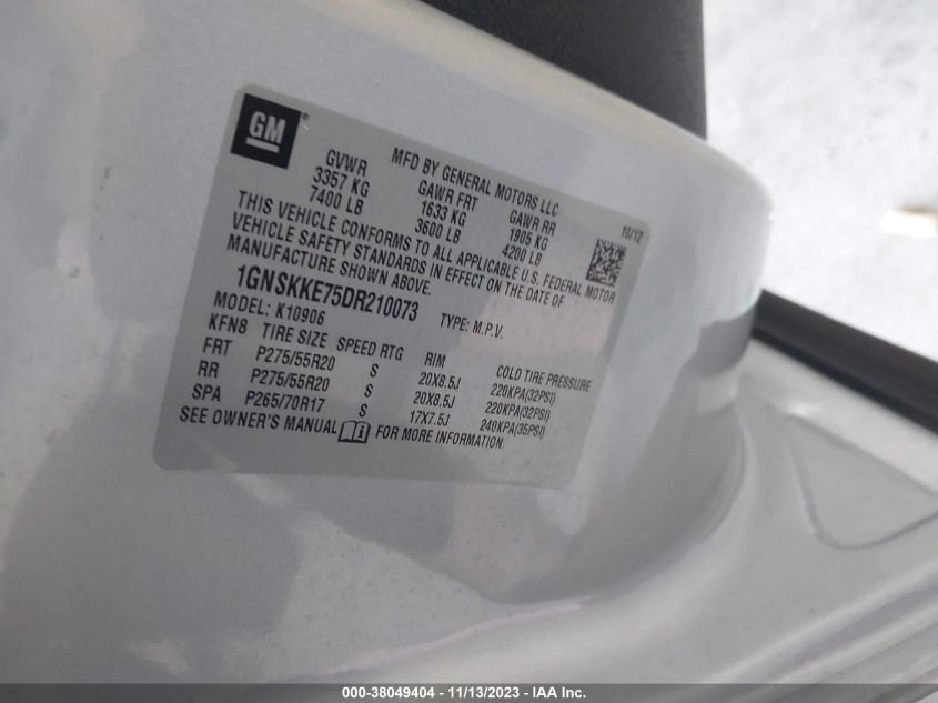 2013 CHEVROLET SUBURBAN 1500 LTZ 1GNSKKE75DR210073