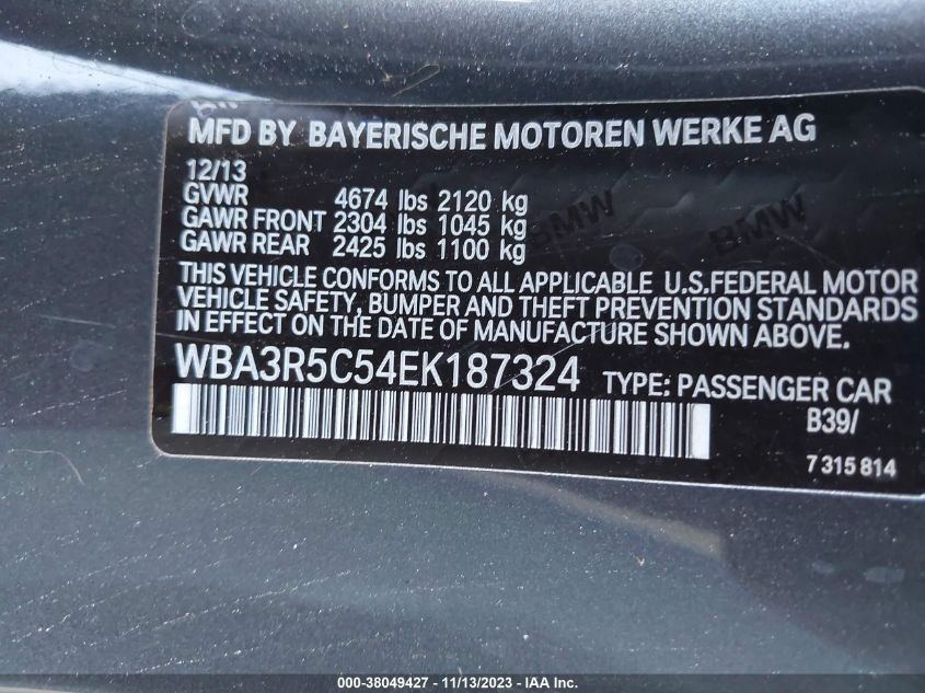 2014 BMW 435I XDRIVE WBA3R5C54EK187324