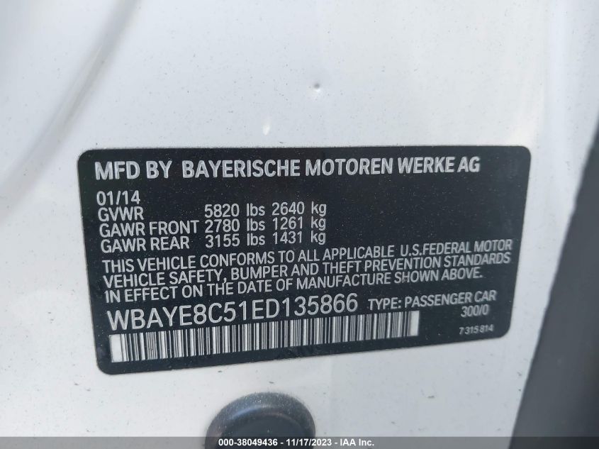 2014 BMW ALPINA B7 750LI WBAYE8C51ED135866