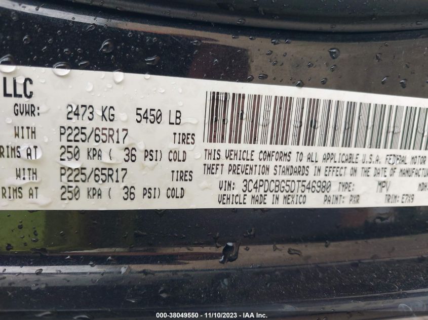 2013 DODGE JOURNEY SXT - 3C4PDCBG5DT546980