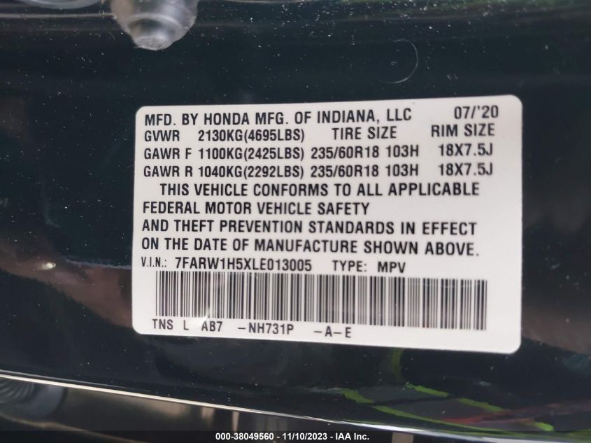2020 HONDA CR-V EX - 7FARW1H5XLE013005