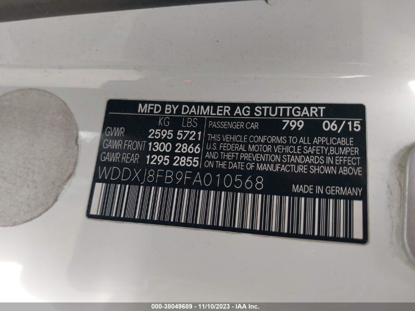 2015 MERCEDES-BENZ S 550 4MATIC WDDXJ8FB9FA010568