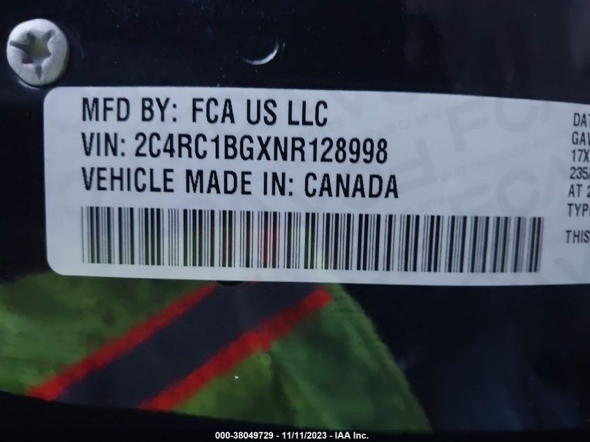 2022 CHRYSLER PACIFICA TOURING L - 2C4RC1BGXNR128998