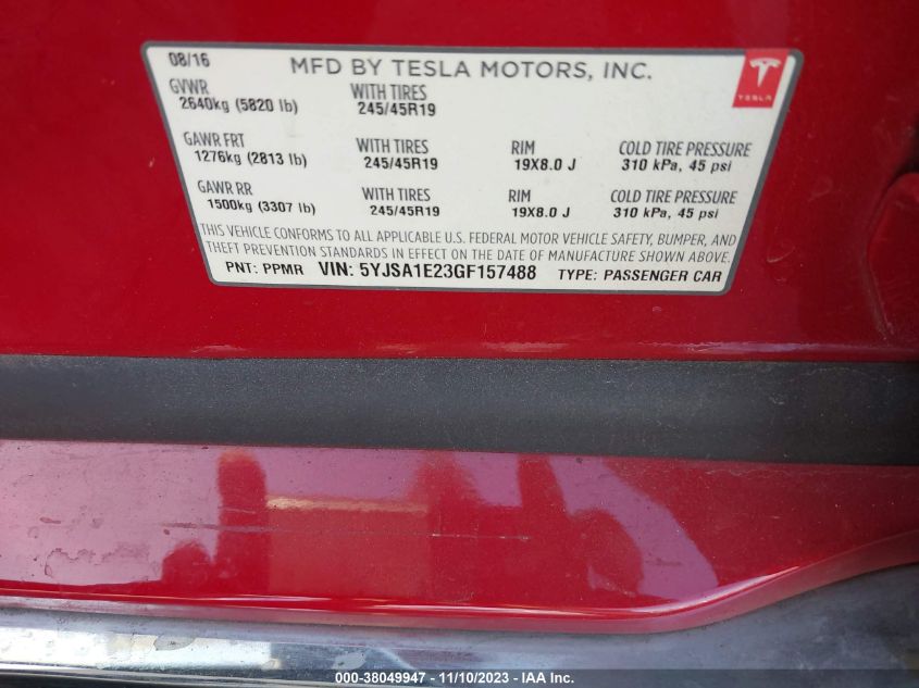 2016 TESLA MODEL S 60D/70D/75D/85D/90D - 5YJSA1E23GF157488