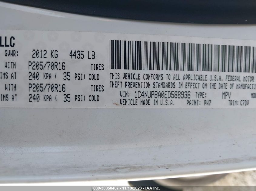 2014 JEEP PATRIOT SPORT - 1C4NJPBA0ED588936