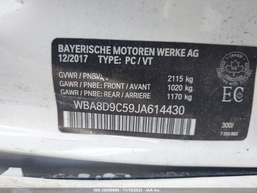 2018 BMW 330I XDRIVE - WBA8D9C59JA614430