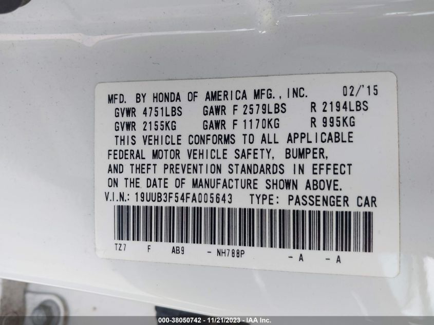 2015 ACURA TLX V6 TECH - 19UUB3F54FA005643