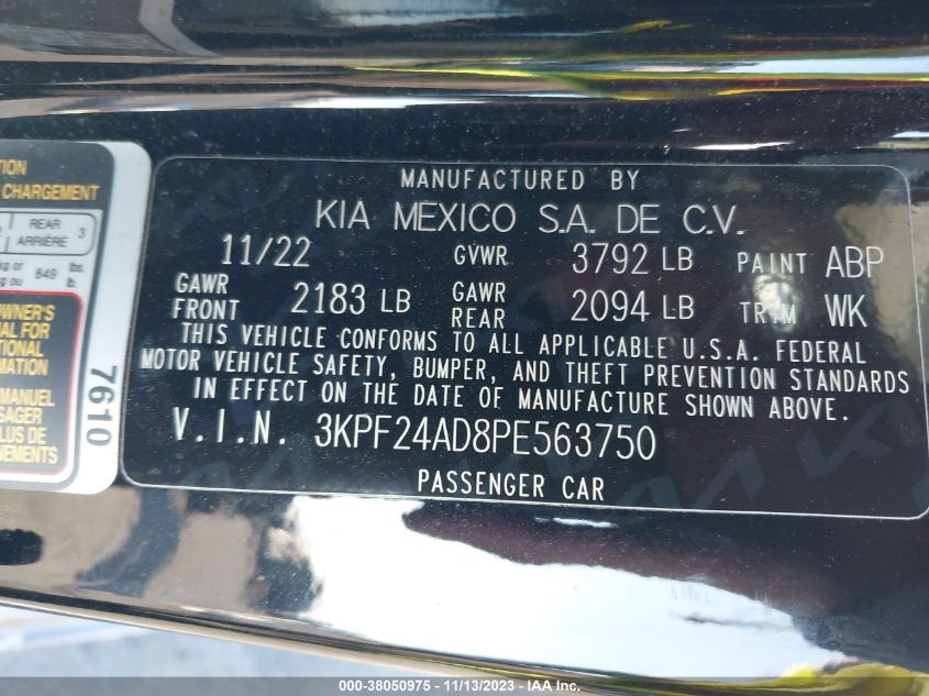 2023 KIA FORTE LXS - 3KPF24AD8PE563750