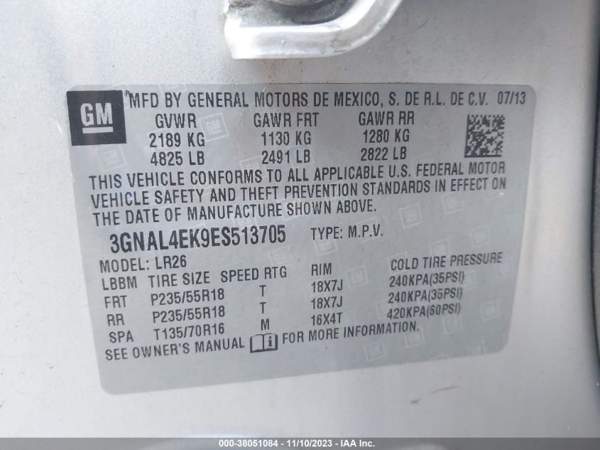 2014 CHEVROLET CAPTIVA SPORT LTZ 3GNAL4EK9ES513705