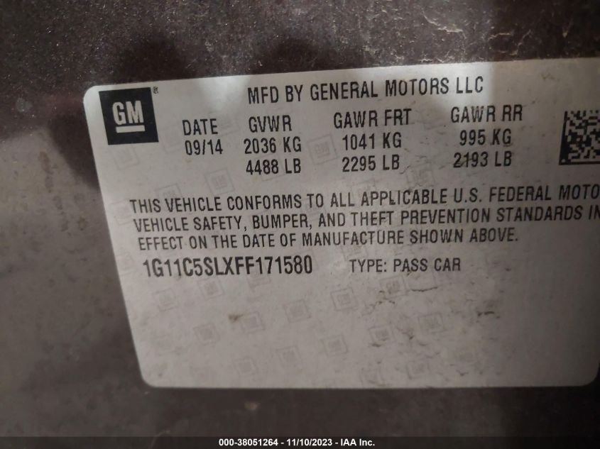 2015 CHEVROLET MALIBU 1LT - 1G11C5SLXFF171580