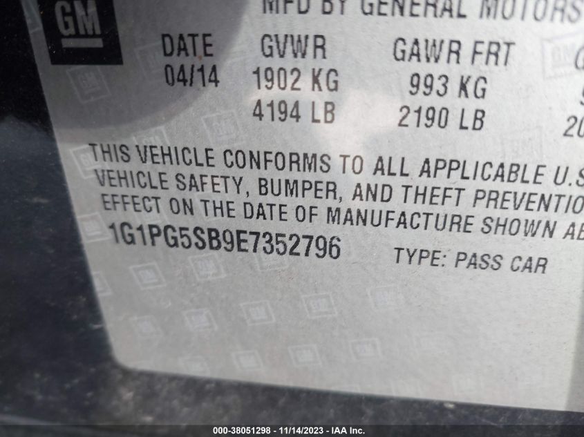 2014 CHEVROLET CRUZE LTZ 1G1PG5SB9E7352796