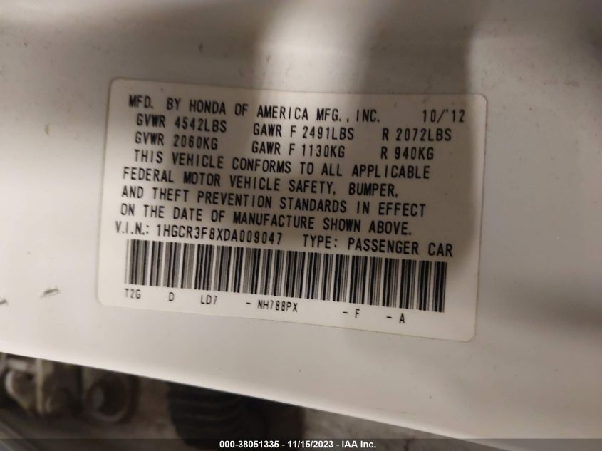 2013 HONDA ACCORD EXL - 1HGCR3F8XDA009047