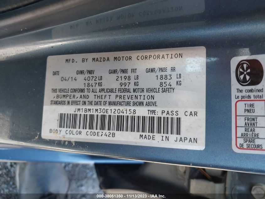 2014 MAZDA MAZDA3 S GRAND TOURING - JM1BM1M30E1204158