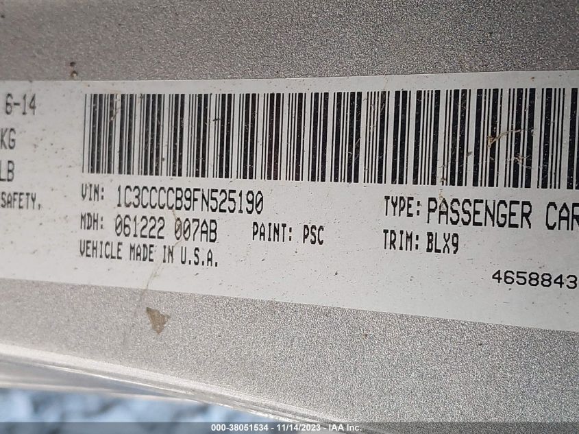 2015 CHRYSLER 200 C - 1C3CCCCB9FN525190