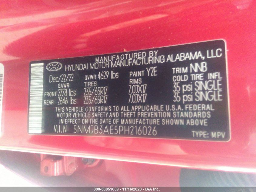 2023 HYUNDAI TUCSON SEL - 5NMJB3AE5PH216026