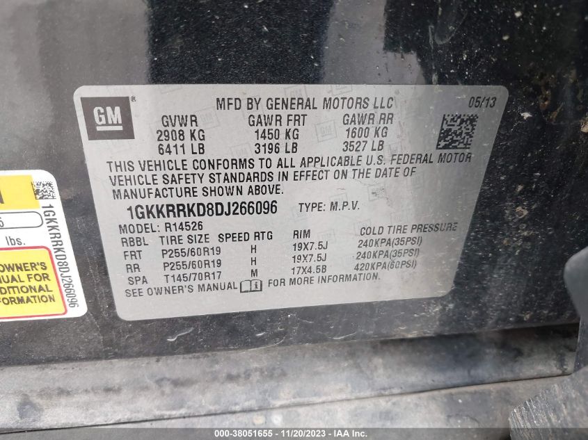 2013 GMC ACADIA SLT-1 - 1GKKRRKD8DJ266096