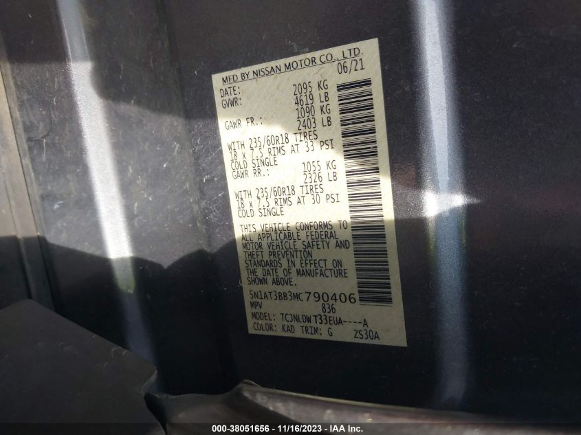 2021 NISSAN ROGUE SV - 5N1AT3BB3MC790406