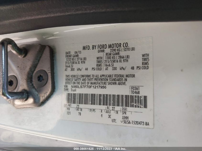 2015 FORD TRANSIT CONNECT XLT - NM0LS7F70F1217956