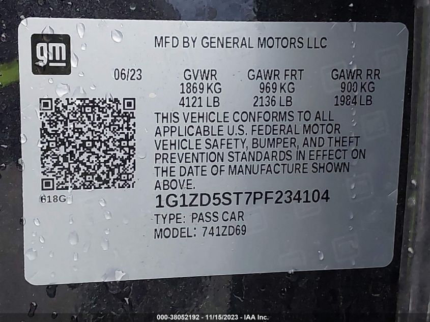 2023 CHEVROLET MALIBU LT - 1G1ZD5ST7PF234104