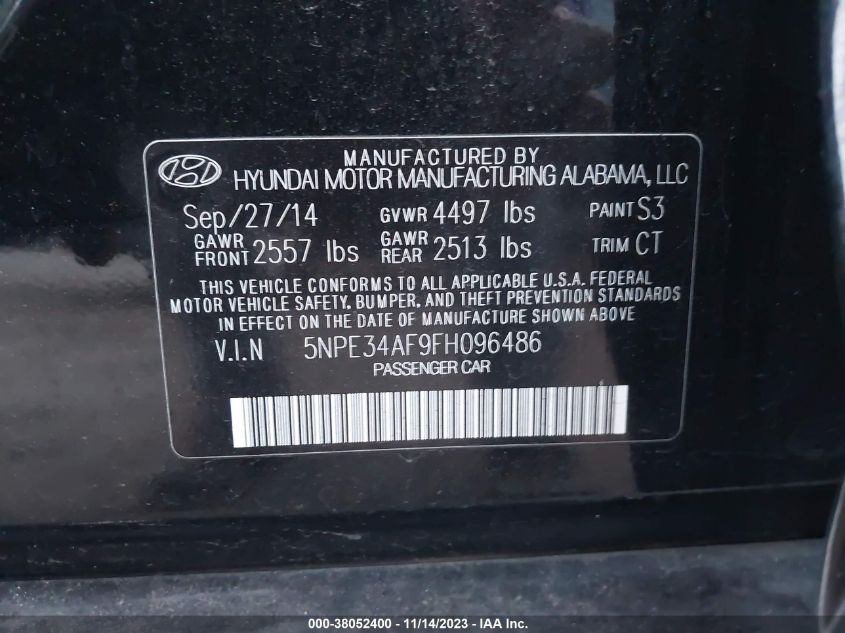 5NPE34AF9FH096486 | 2015 HYUNDAI SONATA