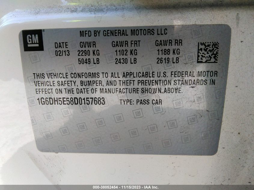 2013 CADILLAC CTS LUXURY 1G6DH5E58D0157683