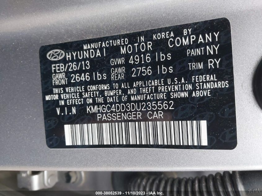 2013 HYUNDAI GENESIS 3.8 - KMHGC4DD3DU235562