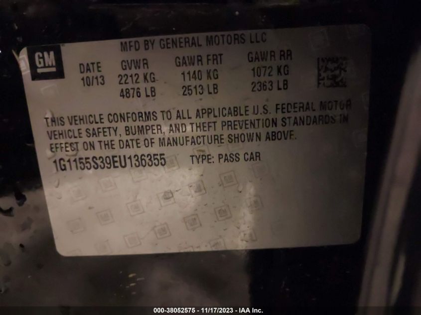2014 CHEVROLET IMPALA 2LZ - 1G1155S39EU136355