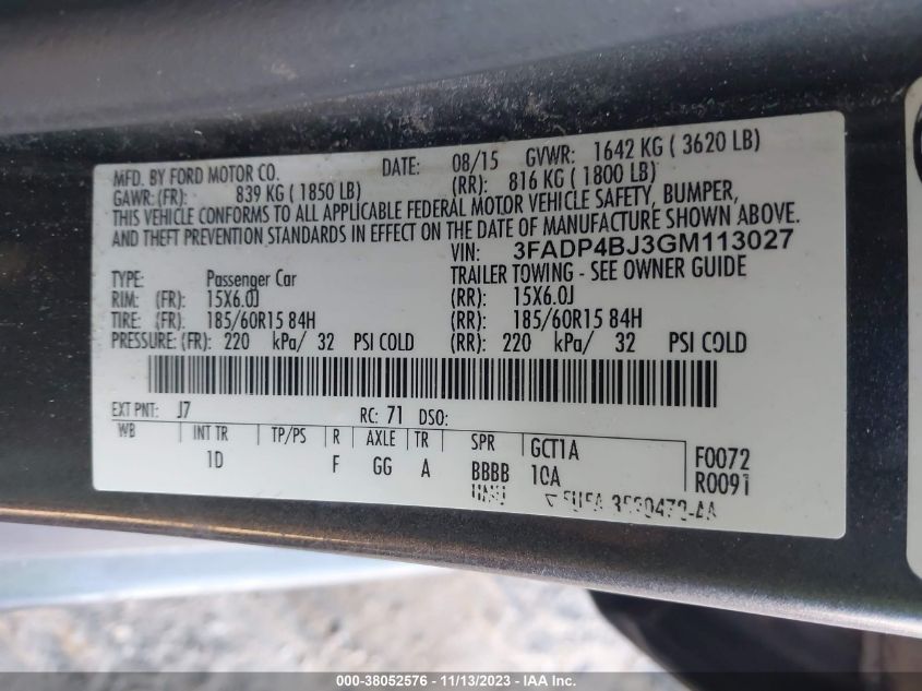 2016 FORD FIESTA SE - 3FADP4BJ3GM113027