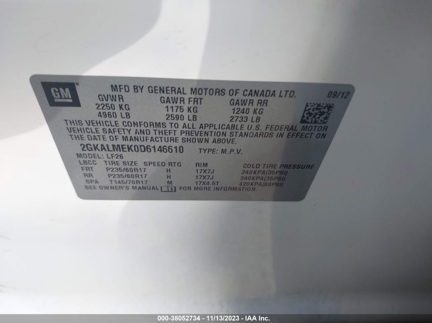 2013 GMC TERRAIN SLE-1 - 2GKALMEK0D6146610
