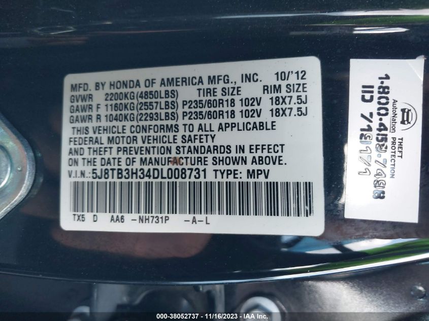 2013 ACURA RDX - 5J8TB3H34DL008731