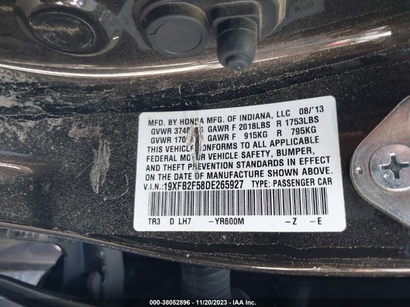 2013 HONDA CIVIC LX - 19XFB2F58DE265927