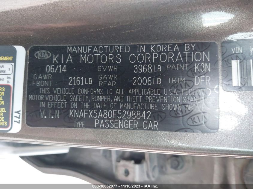 2015 KIA FORTE EX - KNAFX5A80F5298842