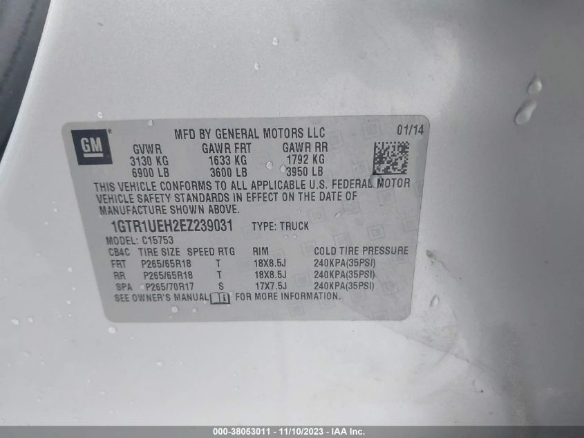 2014 GMC SIERRA 1500 SLE - 1GTR1UEH2EZ239031
