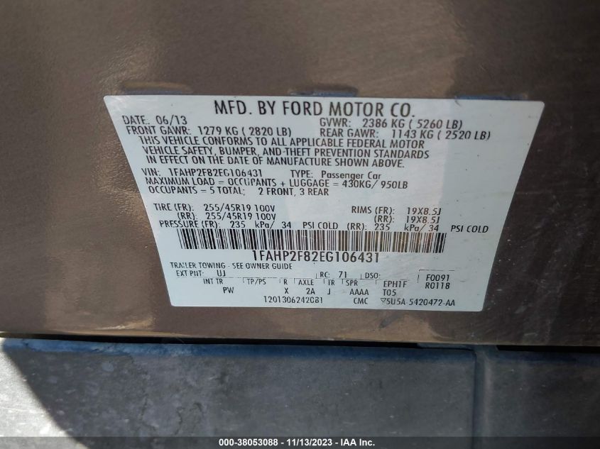 2014 FORD TAURUS LIMITED - 1FAHP2F82EG106431