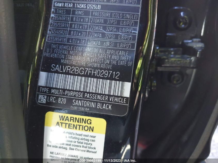 2015 LAND ROVER RANGE ROVER EVOQUE PURE PREMIUM - SALVR2BG7FH029712