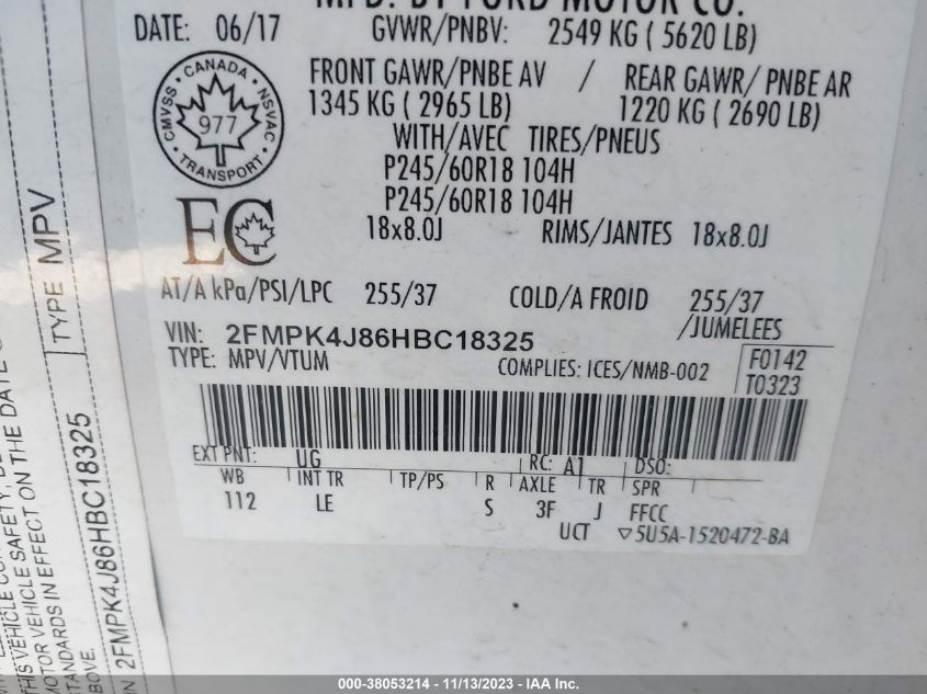 2017 FORD EDGE SEL - 2FMPK4J86HBC18325
