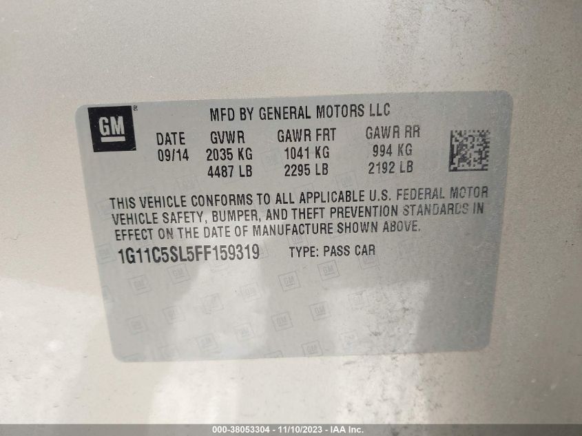2015 CHEVROLET MALIBU 1LT - 1G11C5SL5FF159319