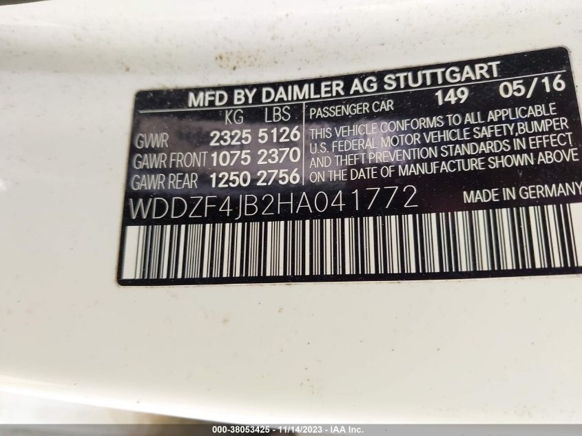 2017 MERCEDES-BENZ E 300 - WDDZF4JB2HA041772